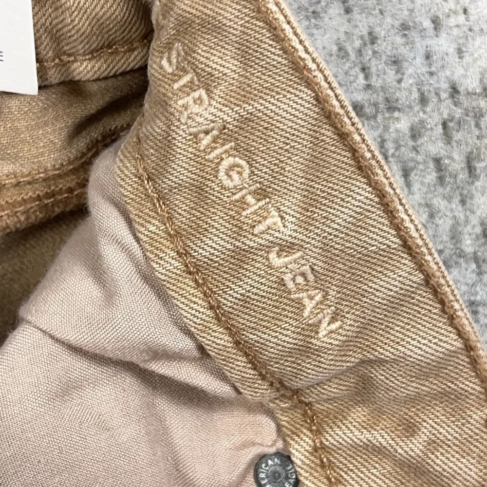 American Eagle Mom Jeans Women 0 Brown Straight Leg‎ Stretch Denim Pants 25x28